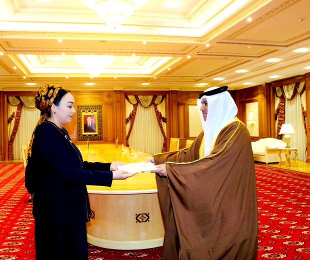 <p>Turkmenistan Mejlis chairperson Dunyagozel Gulmanova received the credentials of Bahraini Ambassador to T&uuml;rkiye Bassam Ahmed Marzouq, accrediting him as Ambassador Extraordinary and Plenipotentiary of Bahrain to Turkmenistan, residing in Ankara. The two sides reviewed the bilateral co-operation between Bahrain and Turkmenistan and discussed ways to further strengthen these relations in a manner that serves the mutual interests of both countries and their peoples. Turkmenistan&rsquo;s Deputy Foreign Minister Serdar Muhammetdurdyyev received Mr Marzouq, who presented to him a copy of his credentials as Non-Resident Ambassador to Turkmenistan, residing in Ankara.</p>